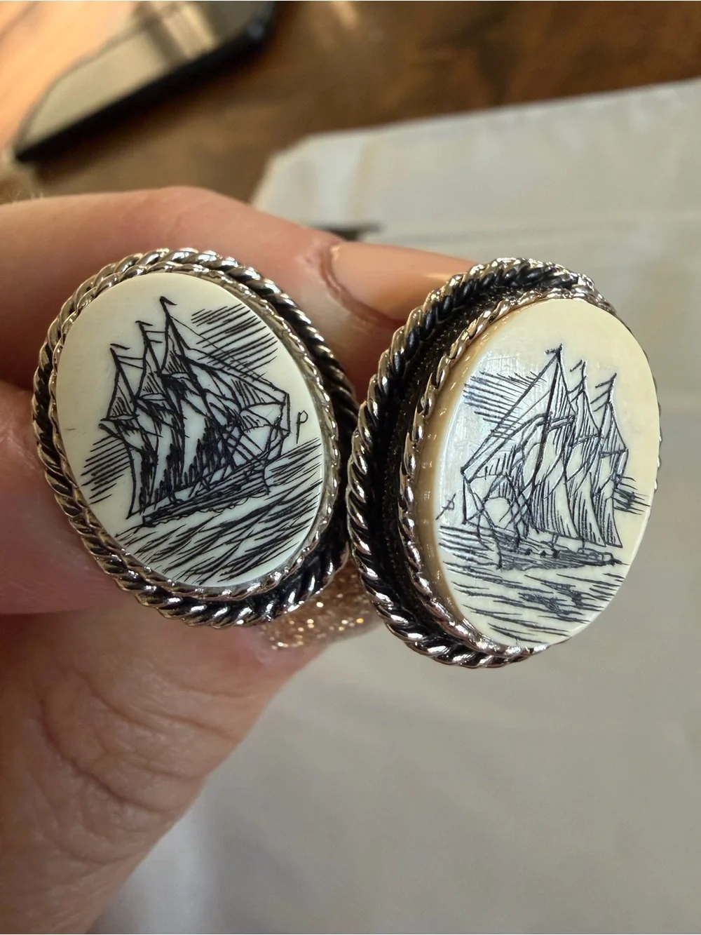 Classic Silver and White Nautical Cufflinks plus 1 more set- Men's Accessories